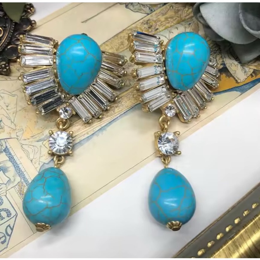 Turquoise and Gold Drop Earrings